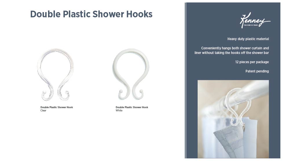 Double Plastic Shower Hooks